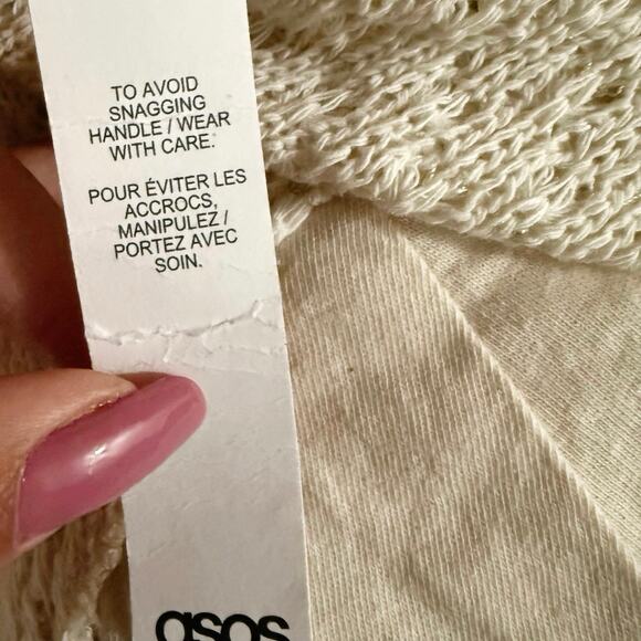 ASOS Curve crochet knit midi dress cream sequin sleeveless women's 16 NEW - Picture 7 of 15